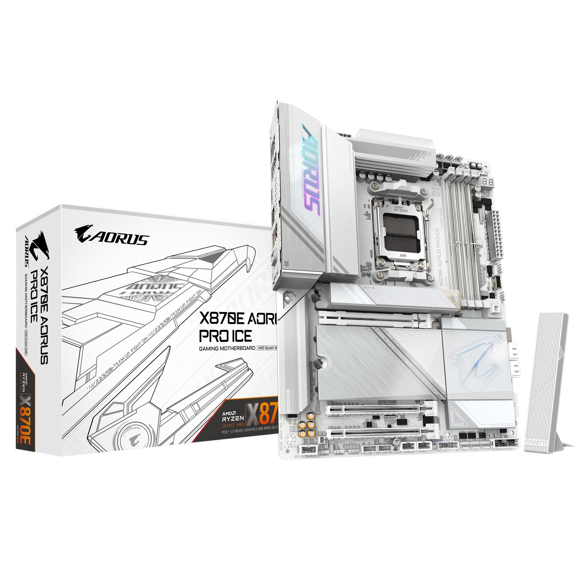 Gigabyte X870E AORUS PRO ICE AMD AM5 ATX Motherboard 4x DDR5~256GB,3x PCIe x16, 4x M.2, 4x SATA 6,7x USB 3.2, 2x USB2.0, 2x USB-C, Gigabyte X870E AORUS PRO ICE AMD AM5 ATX Motherboard 4x DDR5~256GB,3x PCIe x16, 4x M.2, 4x SATA 6,7x USB 3.2, 2x USB2.0, 2x USB-C,